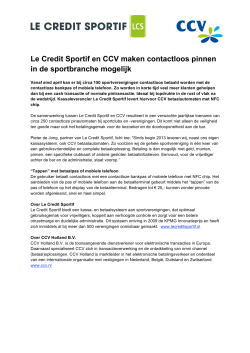 Le Credit Sportif en CCV maken contactloos pinnen in de