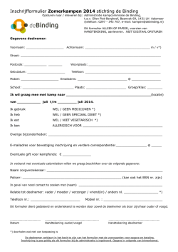 Inschrijfformulier Schettereggkamp 2009 Stichting "De Binding"