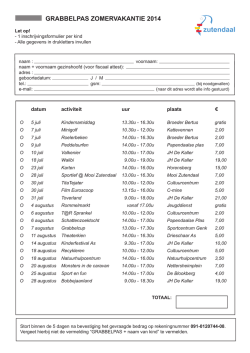 GRABBELPAS ZOMERVAKANTIE 2014