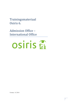 OSIRIS 6 backoffice - Trainingsmateriaal AO