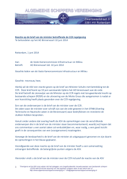 reactie op de brief van Minister Schultz AO binnenvaart 10 juni 2014