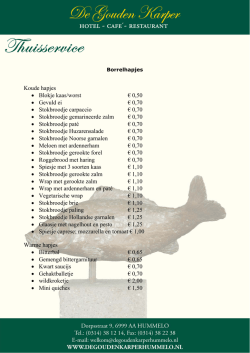 Koude hapjes • Blokje kaas/worst € 0,50 • Gevuld ei € 0,70