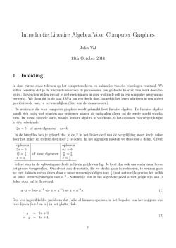 Introductie Lineaire Algebra Voor Computer Graphics