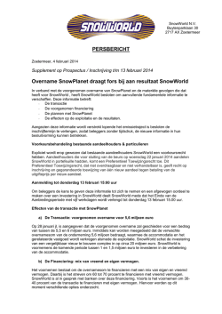 Overname SnowPlanet draagt fors bij aan resultaat SnowWorld