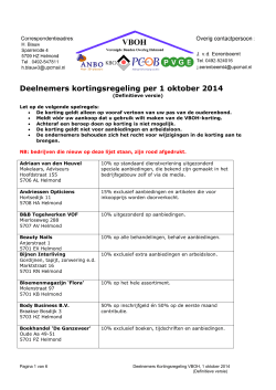 Deelnemers kortingsregeling per 1 oktober 2014