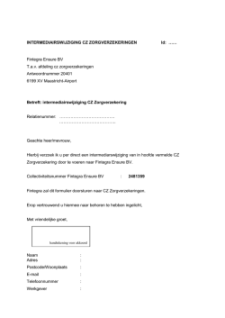 INTERMEDIAIRSWIJZIGING CZ ZORGVERZEKERINGEN Id