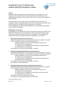 Incasseren voor of namens een andere partij bij Europese incasso