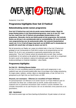 Programma highlights Over het IJ Festival