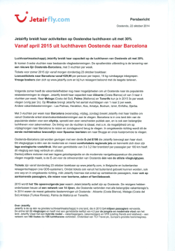Jetairfly breidt haar activiteiten op Oostendse luchthaven uit met 30%