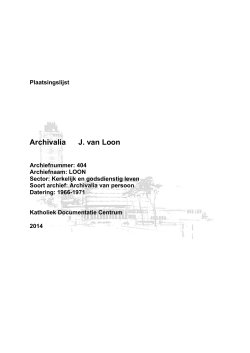 Archivalia J. van Loon