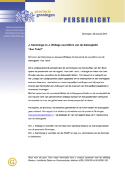 J. Kamminga en J. Wallage voorzitters van de dialoogtafel "Aan Tafel!"