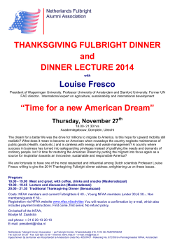 THANKSGIVING FULBRIGHT DINNER and DINNER LECTURE