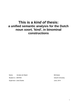 This is a kind of thesis: - Utrecht University Repository