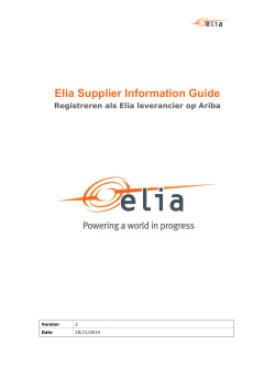 Elia Supplier Information Guide - Registering as an Elia Supplier on