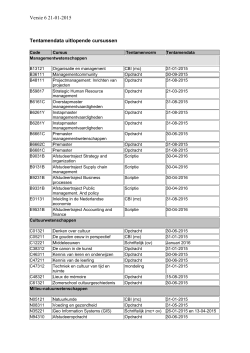 Versie 5 01-12-2014 Tentamendata uitlopende cursussen