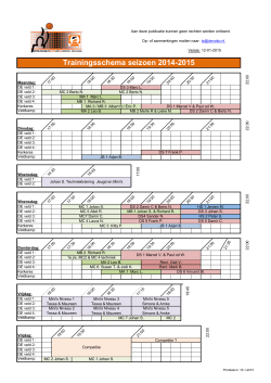 Trainingsschema seizoen 2014-2015