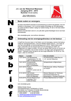 J.C. van der Walschool Maarssen Jaargang 2014 &ndash; 2015 Beste