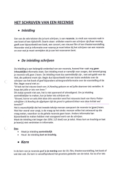 HET SCHRIJVEN VAN EEN RECENSIE