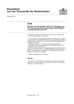 Besluit van 29 oktober 2014 tot wijziging van het Vuurwerkbesluit