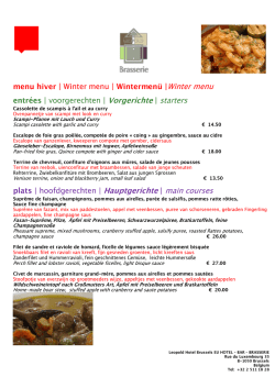 menu hiver I Winter menu I Wintermenü IW/nter menu