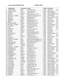 Ledenlijst 2014 - Welkom bij de Vissersclub Onder Ons uit
