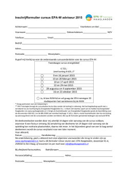 Inschrijfformulier cursus EPA-W adviseur 2015