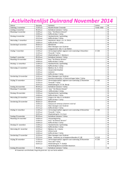 Activiteitenlijst Duinrand November 2014