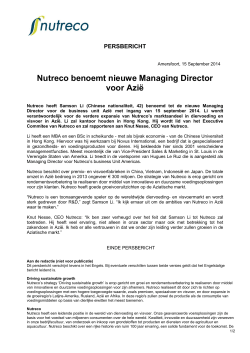 Nutreco benoemt nieuwe Managing Director voor Azië