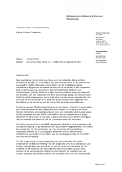 Brief aan de Kleine Scholen Coöperatie over