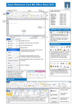 Quick Reference Card MS Office Word 2010