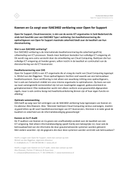 Koenen en Co zorgt voor ISAE3402 verklaring voor Open for Support