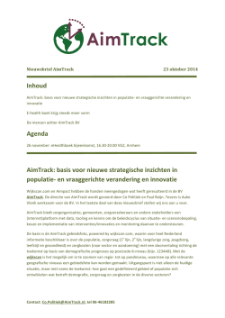 Inhoud Agenda AimTrack: basis voor nieuwe strategische inzichten