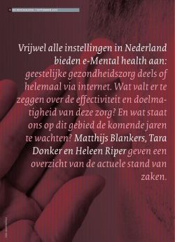 E-Mental Health in Nederland. Wetenschappelijke evidentie