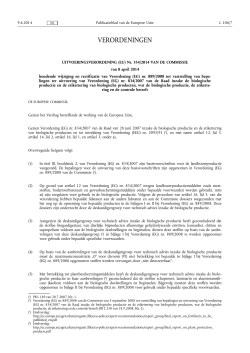 UITVOERINGSVERORDENING (EU) Nr. 354/2014 VAN DE