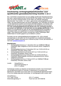 Inschrijving verlengingsbijeenkomsten voor