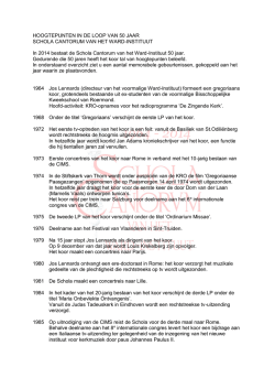 HOOGTEPUNTEN IN DE LOOP VAN 50 JAAR SCHOLA