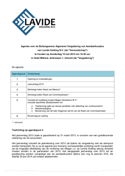 Agenda - Lavide Holding NV