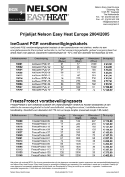 Prijslijst Nelson Easy Heat Europe 2004/2005 IceGuard PGE