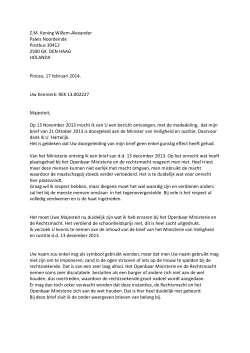 Brief aan Koning d.d. 17 febr. 2014
