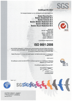 Download hier het ISO 9001 certificaat van Beelen Recycling