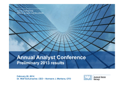 Annual Analyst Conference - Preliminary 2013 results
