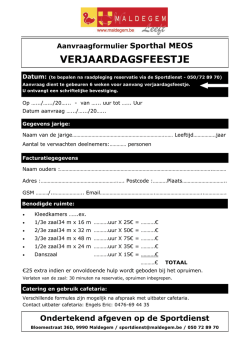 Aanvraagformulier verjaardag in sporthal MEOS of De Berken