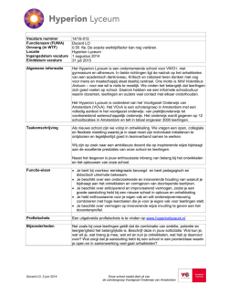 Vacature nummer 14/15-013 Functienaam (FUWA) Docent LO