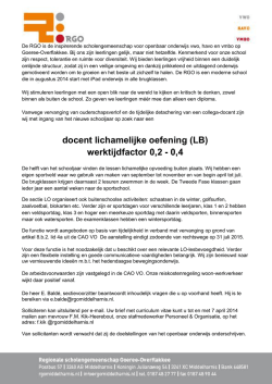 docent lichamelijke oefening (LB) werktijdfactor 0,2 - 0,4