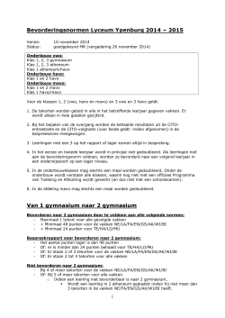 Bevorderingsnormen Lyceum Ypenburg 2014 – 2015 Van 1