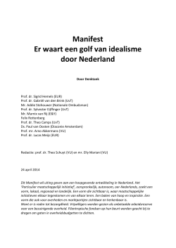 Manifest Er waart een golf van idealisme door Nederland