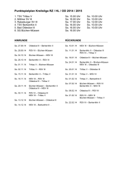 Punktspielplan Kreilsliga RZ / HL / OD 2011 / 2012