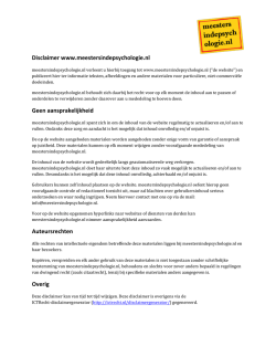 Disclaimer www.meestersindepsychologie.nl Geen