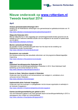 Nieuw onderzoek op www.rotterdam.nl Tweede kwartaal 2014