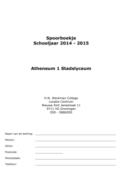 Spoorboekje Schooljaar 2014 - 2015 Atheneum 1 Stadslyceum